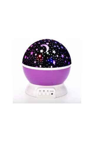 Ximistore9 Renkli Yıldız Gösterici Devirli Led Gece Lambası - Mor Renkli, Usb İle Çalışır, Yıldız Deseni Projeksiyonu