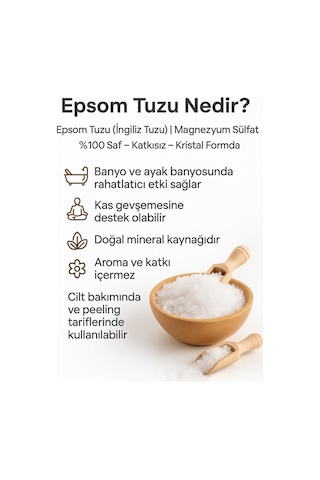 Epsom Tuzu 500 G İngiliz Tuzu Ayak Banyosu Ve Peeling %100 Doğal -katkısız