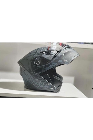 Jk-20 Jk902 Çene Pedli Güneş Vizörlü Çeneden Açılır Kask H-2 Grey Xl Beden