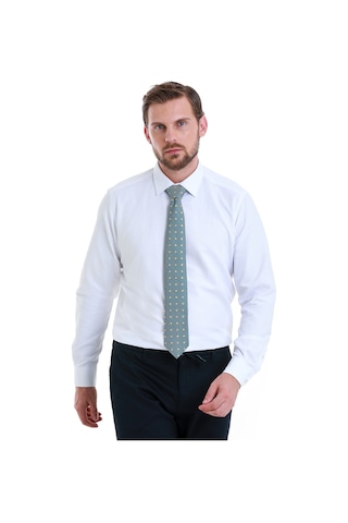 Hatemoğlu Beyaz Slim Fit Düz Slim Yaka Pamuklu Uzun Kollu Gömlek 30137 4111993