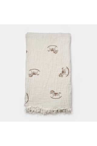 Biorganic Little Horse Müslin Battaniye 90x90 Cm 64737 Ekru
