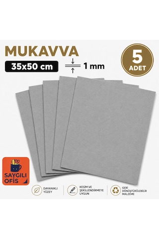 Saygılıofis Gri Mukavva 35x50 Sert Karton Sert Mukavva 1 Mm 5 Adet