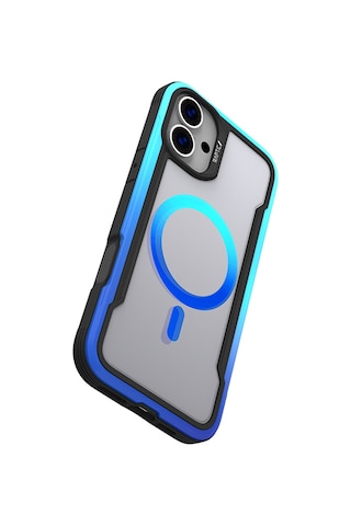 Apple Uyumlu iPhone 16 Pro Kılıf Magsafe Airbagli Raptic Shield 2.0 Serisi Şeffaf Arka Yüzey Kapak Turkuaz