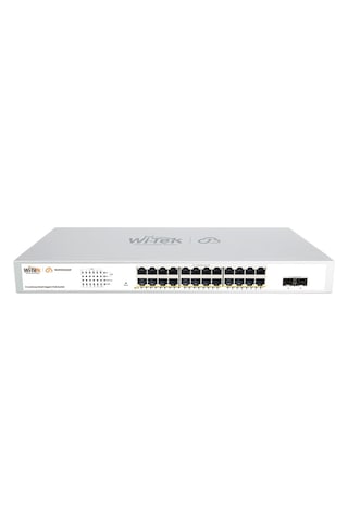 Wi-tek Wı-pces326gf V2 24 Port Poe 10/100/1000 2 Port 1000mbps Sfp 370w Yönetilebilir Poe Switch Rack Mount