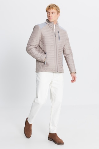 AC&Co / Altınyıldız Classics Erkek Bej Standart Fit Normal Kesim Dik Yaka Desenli Mont Bej