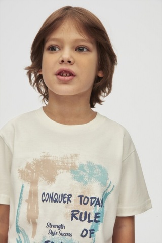Xo Kids Erkek Çocuk Tişört 4-8 Yaş 48537 Ekru