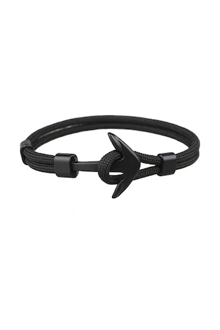 Ehediye Chavin Siyah Paracord Ip Çapa Erkek Çelik Bileklik Dt36Sy Siyah