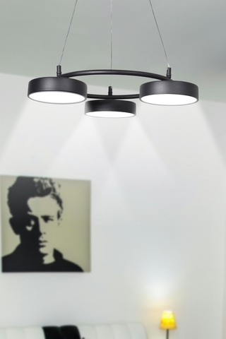 Parla Modern Salon Yatak Odası Giyinme Odası Mutfak Beyaz Işık Ledli Renk 3 Lü Led Avize Siyah Siyah