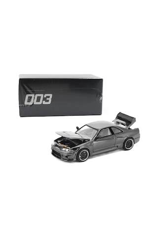 Pop Race 1:64 Nissan Skyline Gt-r R33 Dark Chrome Edition Prdc003 Açılabilir Kaput Koleksiyon Modeli Siyah