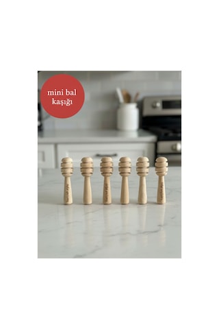 Kamptek Ahşap Mini Kalın Bal Kaşığı 6 Adet Paketli 6 Cm Sarı