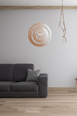 Hilal Model Metal Lazer Kesim Akar Sessiz Mekanizmalı Duvar Saati 40 40 Cm -m014 Bakır
