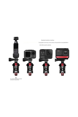 Moveevo Ty-q9266 Spor Kamerası Bisiklet Tutucu - Osmo Action, Gopro, Insta360 One R Uyumlu, Serbest Açı Regülasyonu, Dayanıklı Malzeme, 22-26mm Boru Çapı Siyah