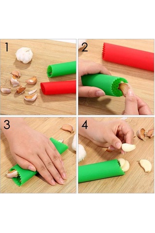 Kosona 5'li Silikon Sarımsak Soyucu Seti - Renkli Mutfak Aleti Sarımsak Soyma Torbası Çok Renkli