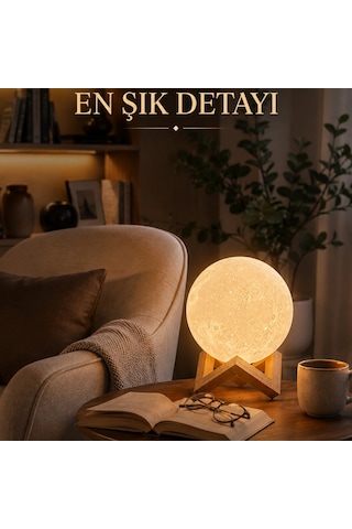 Modern Tasarımlı 3d Ay Lambası Yatak Odası Ve Salon Dekoru Renkli
