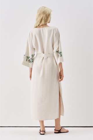 Sagaza Studio Ss6186 Keten Bağlamalı Kimono Yesıl
