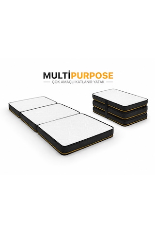 Purpose Tek Kişilik 10 Cm Katlanır Sünger Yatak Yer Ve Misafir Yatağı, Şilte Ve Minder Karavan, Kamp, Çadır Ve Araç İçi 24 Dns Orta Sert Sünger Fermuarlı Çıkarılabilir Kılıf Katlanır Yatak
