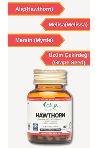 Afye Hawthorn 600 Mg Alıç-Melisa-Üzüm Çekirdeği Özü 60 Kapsül