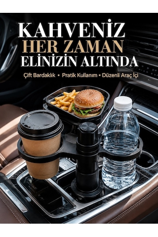 Otomobil İçin Çift Bardak Tutucu Ve Çok Amaçlı Organizer