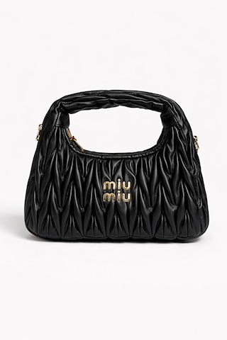 Miu Model Kapitoneli Mini Omuz Çantası A Kalite / Siyah Siyah