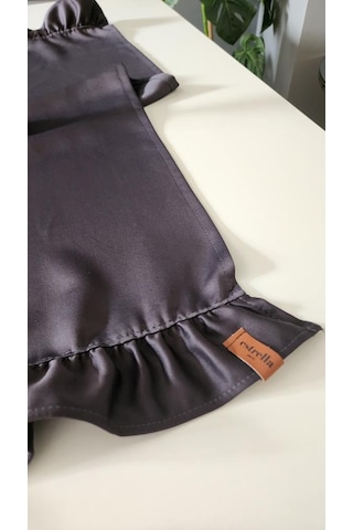 Cemre Saten 2-kenar Fırfırlı Vintage Runner Örtü Antrasit 40x110