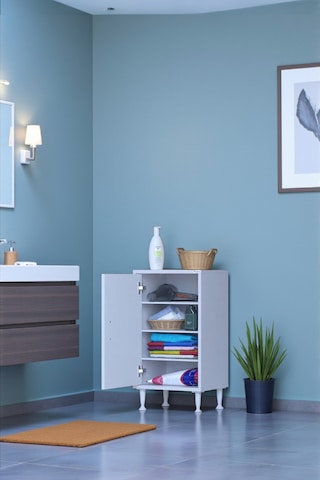 Eliusta Nirat 50 Cm 4 Bölmeli Beyaz Banyo Mutfak Dolabı 3 Raflı Kapaklı Çok Amaçlı Dolap 50x75x32,5 Cm Beyaz