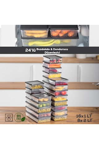 Porsima 24lü Nofrost Buzdolabı Saklama Kabı Organizer Antrasit