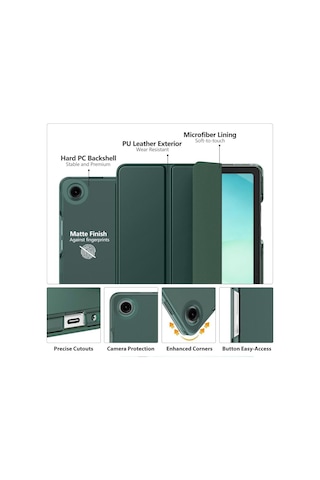 Samsung Uyumlu Galaxy Tab A11 Plus 11inç X230 Kılıf Pu Deri Smart Standlı Case Uyku Modlu X235 X236f
