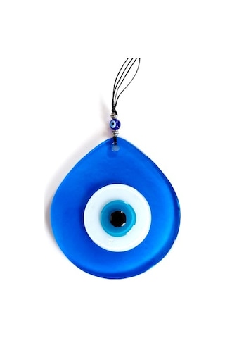 Mavi Renk Damla Model Nazar Boncuklu El Yapımı Cam Duvar Süsü Hediyelik Dekor