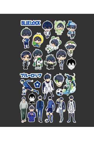 Bluelock- Yoichi Isagi -futbol Anime Telefon Sticker Seti Parlak Kağıt 2 Li - Blue Lock Mavi