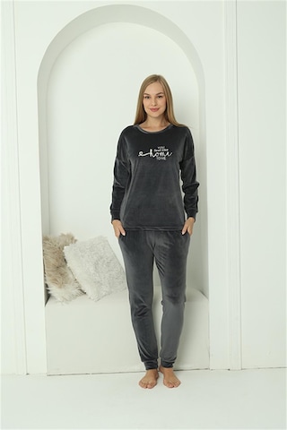 Akbeniz Kadın Kadife Füme Pijama Takım 20624 - Xl Füme