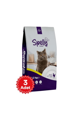 Spelly Premium Tavuklu Yetişkin Kedi Maması 3 x 1200 G