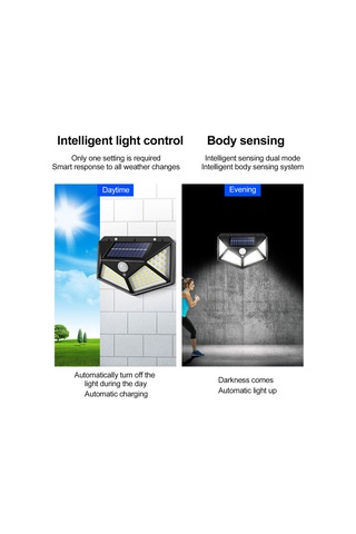 Fosenze Güneş Enerjili Duvar Lambası - 20 Led Ev Dışı Aydınlatma - Şarjlı - Fonksiyon: İnsan Algılama Yok Siyah