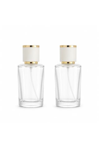 20 Adet Boş Cam Parfüm Şişe, 50 Ml, Konik Silindir Model, Şeffaf-fss-50