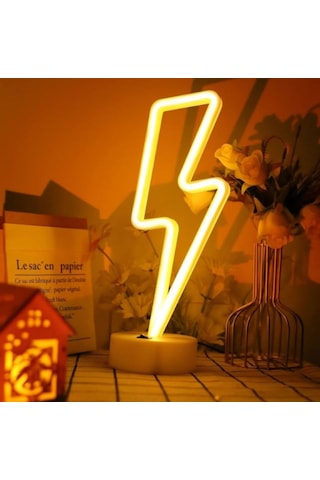 Şimşek Neon Led Lamba Sarı