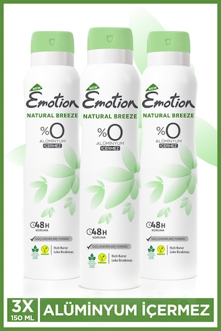 Natural Breeze Kadın Alüminyumsuz Vegan Deodorant 3x150ML Hızlı Kurur, Leke Bırakmaz