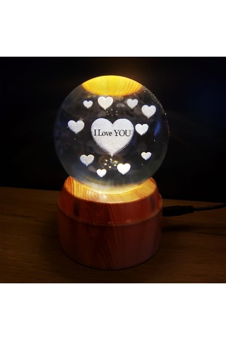 Kalpli I Love You Tasarımlı Dönen Cam Küre diğer