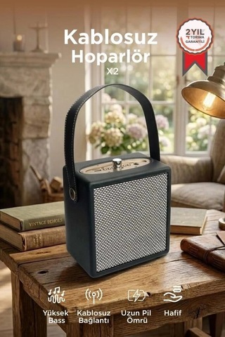 Özel Seri Torima Bluetooth Hoparlör Wooden Case X2 Siyah Piknik Ofis Nostaljik