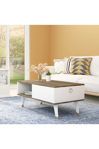 Delux Kapaklı Orta Sehpa Ceviz-beyaz Ceviz-beyaz