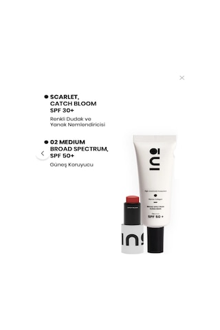 Dudak Ve Yanaklara Özel Doğal Scarlet Stick Ruj & Allık 4,5gr+spf50+ 02 Medium Yüz Güneş Kremi 50ml