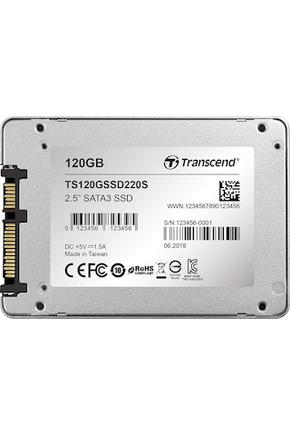 Transcend TS120GSSD220S 120GB 500/300MB/s 2.5" SATA3 3D TLC SSD