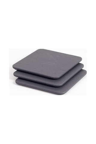 Turgut Office Deri Bardak Altlığı Antrasit 3 Adet Antrasit