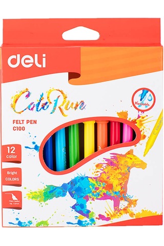 Deli Color Run Keçeli Kalem Karton Kutu 12'li