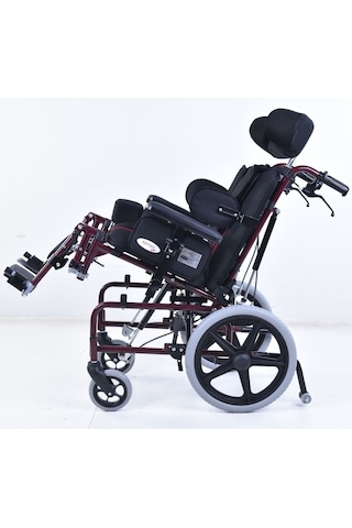 K-080 Tilt-in-space Spastik Çocuk Tekerlekli Sandalye Recline Sırtlık Refakatçi Frenli