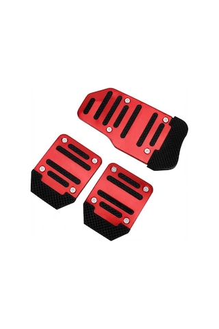 Universal Manuel Metal Pedal Seti 3 Parça Kırmızı