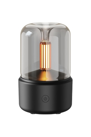 Geeksen Küçük Masaüstü Aromaterapi Makinesi - Retro Mum Işığı Efekti, Otomatik Kapanma Özelliği, Sessiz Nemlendirici Ve Nocta Lambası