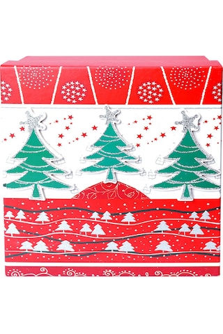 Yılbaşı Çam Ağacı Motifli Hediye Kutusu 17x8 Cm
