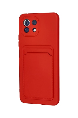 Xiaomi Mi 11 Lite Kılıf Kelvin Kartvizitli Silikon - Kırmızı -