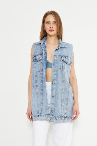 Esra Butik78 Açık Mavi Oversize Kot Yelek Modern Ve Zamansız Şıklık