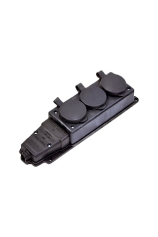 Ne - Ad 1 x 16A Kauçuk Kapaklı Siyah Grup Priz 3'lü