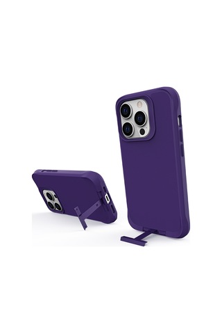 Bix Apple Uyumlu iPhone 14 Pro Max Vortex Magsafe Kılıf Stand Özellikli 3x Korumalı Mikro Fiber İç Yüzey Koyu Mor
